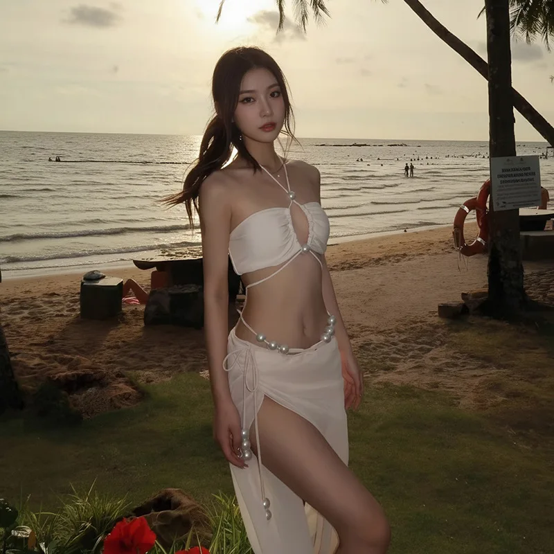 2026 New Swimsuit Seaside Vacation Three-piece Skirt Split Swimsuit Women