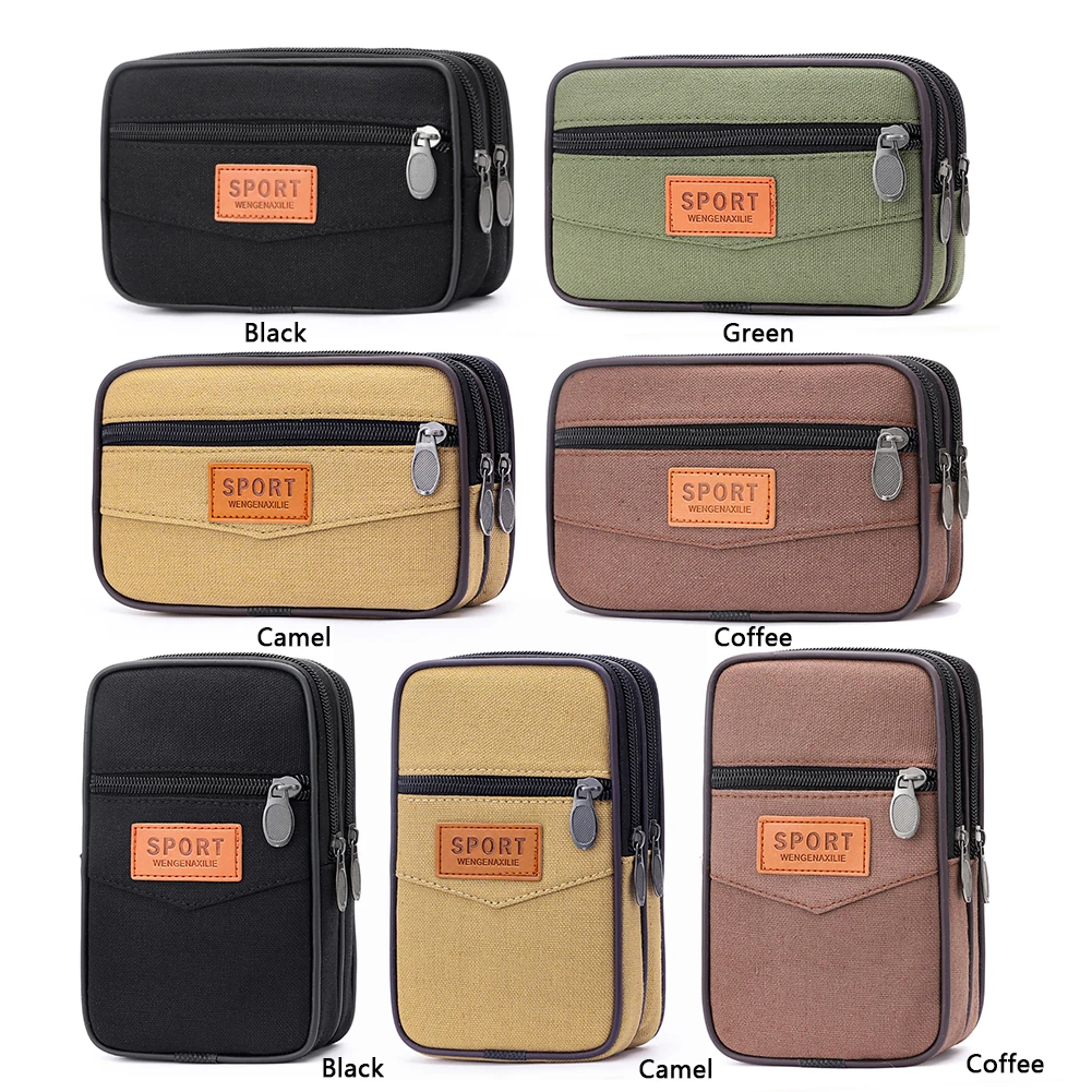 Portamonete sottile da uomo con tasche multiple Portamonete in tela Portamonete con cerniera Portamonete per monete per il miglior regalo