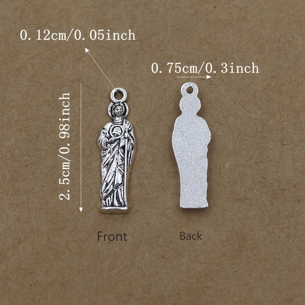 15 개/몫 ST Jude Charms 25X7.5mm 골동품 실버 부적 펜던트 맞는 패션 묵주 팔찌 목걸이 쥬얼리 L329 만들기