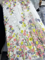 New Mesh Multi-color Lace Fabric Embroidery Exquisite Wedding Dress Costume Flower Branch Fabric