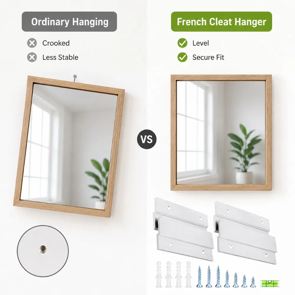 French Cleat Mounting Bracket 2 Pairs Aluminum Z Hanger with Screws Anchors Level for Wall Art Mirrors Frames and Home Decor