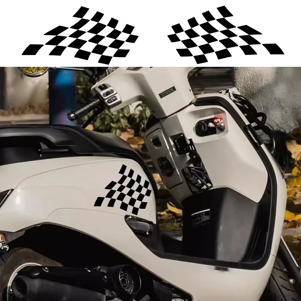 

New PVC Reflective Motorcycle Sticker Retro Grid Flag Vinyl Decal Decoration Motorbike Body Accessories For Honda NS125 NS125LA