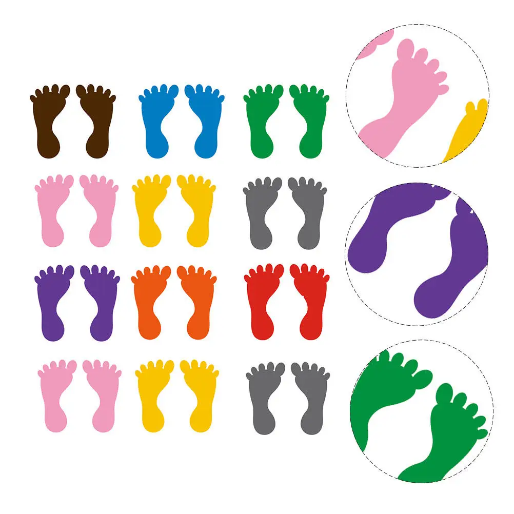 

12 Pairs Waterproof Footprint Stickers PVC Floor Decals Kindergarten Floor Markers Distance Guide Decorative