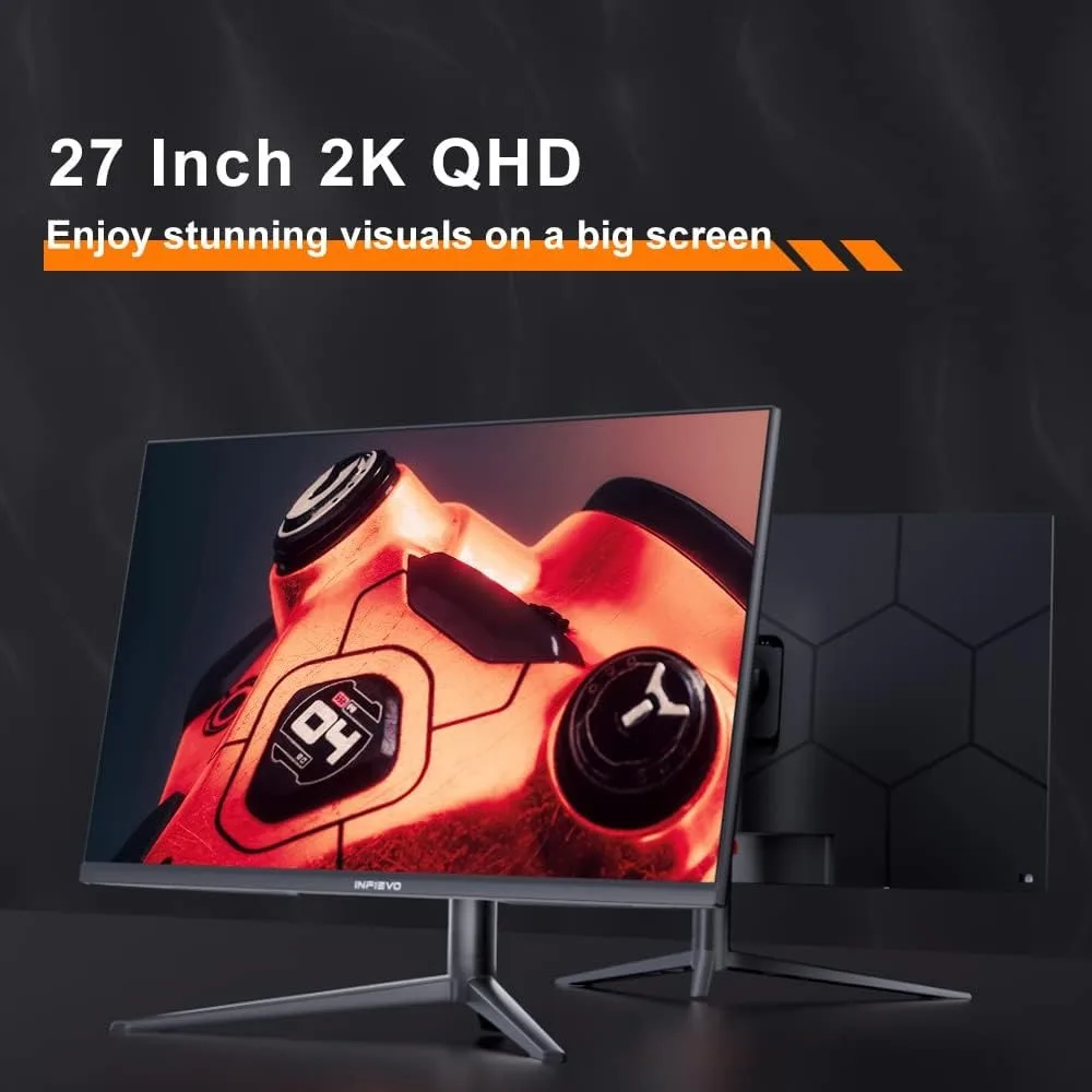 Monitor Gaming 27 inci, Monitor komputer 1440P QHD 165Hz VA 1ms speaker Built-in, FreeSync, Monitor PC ultra-tipis,