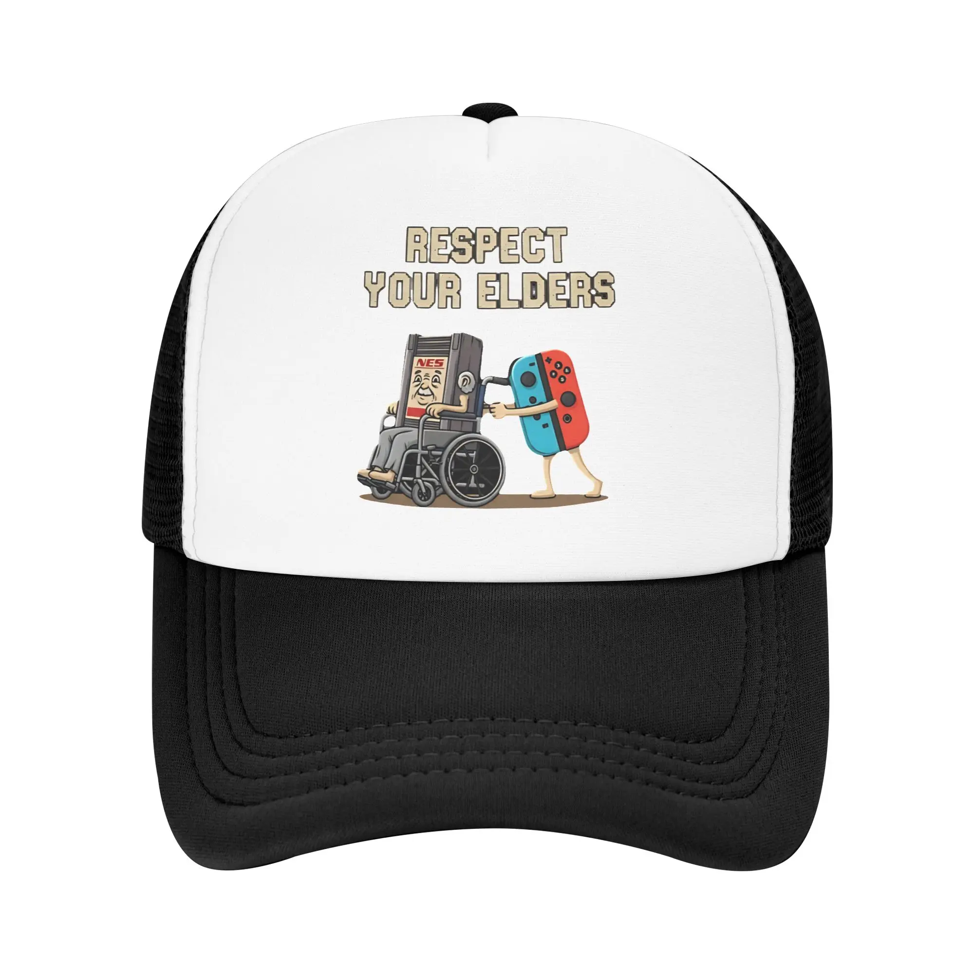 Old School Gaming Respect Your Elders  Mesh Baseball Cap Sun Caps  Hats Adjustable Snapback Caps Sports Cap Summer Trucker Hat
