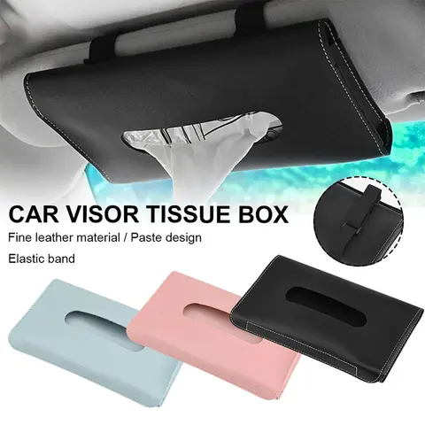 Elegant & Convenient Car Tissue and Mask Holder: Universal Sun Visor Attachment, Hygiene On-The-Go, Enhances Interior Decor