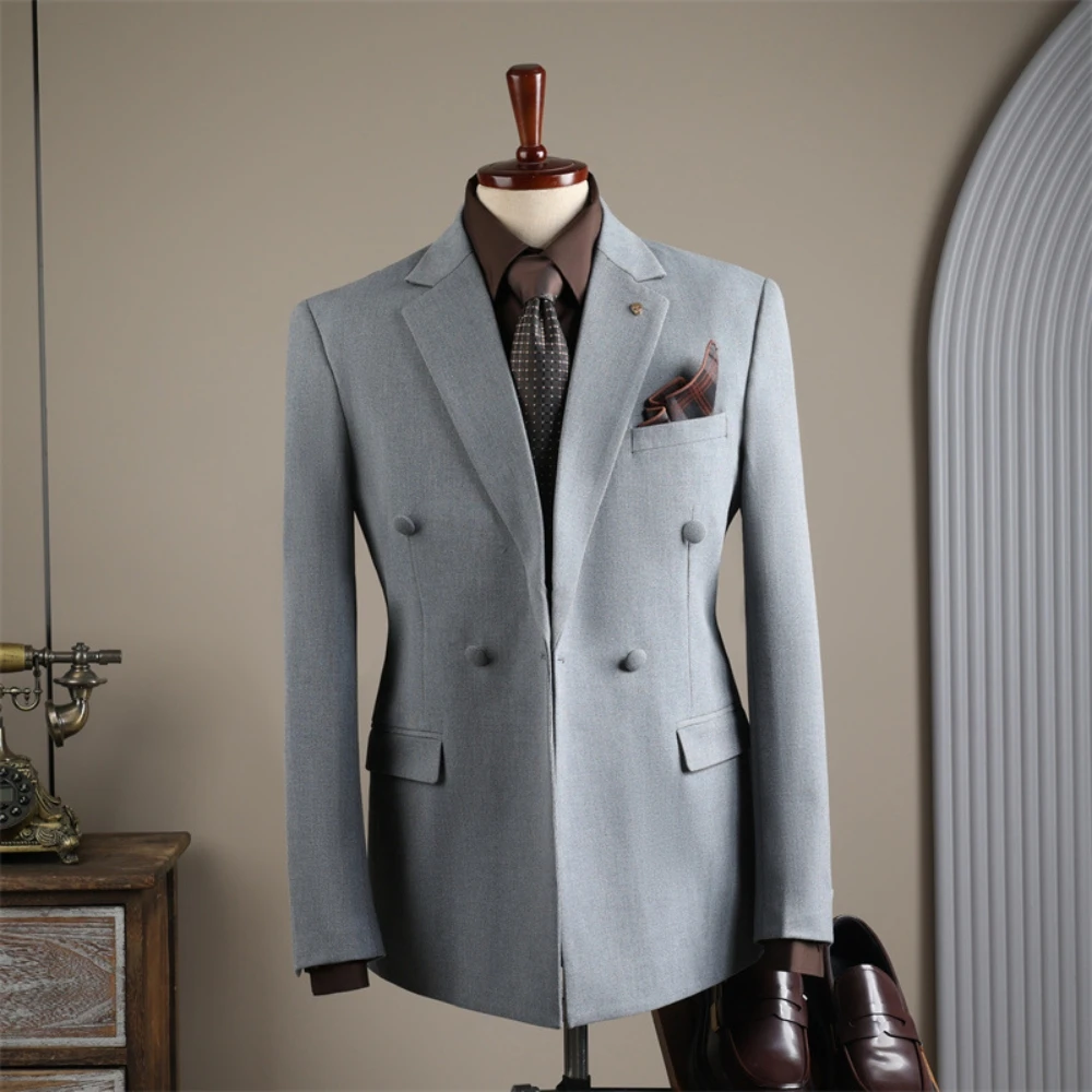 M-4XL Daily Office Men's Jacket, Popular Double Breasted Tuxedo, Dancing Party, Slim Groom Wear, Premium Notched Lapel Suit