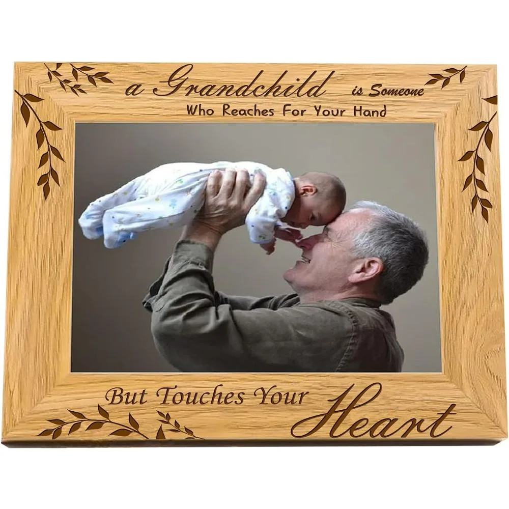 6x4 Inch Grandparents Picture Frame Hanging/Tabletop Wood Photo Frame Rectangle Frame with A Grandchild is Someone Who