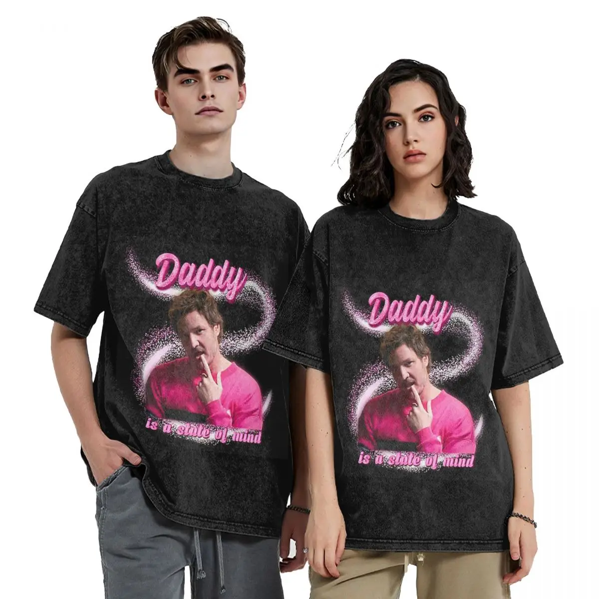 Pedro Pascal Sacred Heart Hip Hop Short Sleeve T-Shirts Washed Tops Tees Streetwear T Shirt Vintage for Men Women