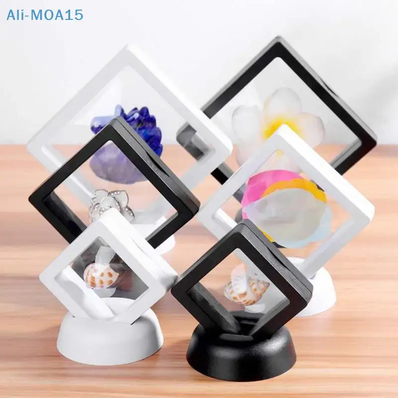 Square 3D Floating Jewelry Coin Plastic Display Stand