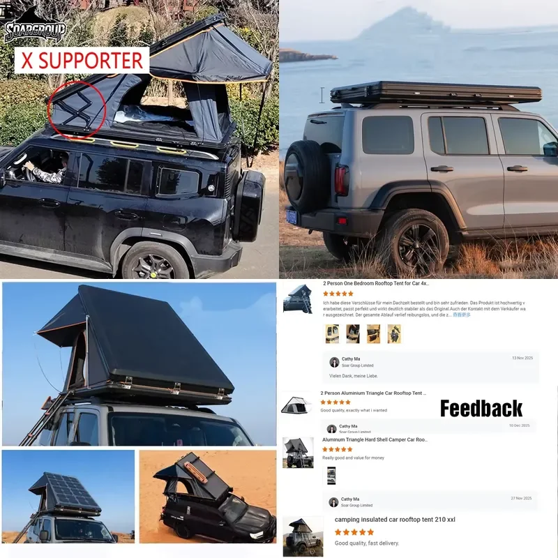 Distributor OEM Car Tent with X Supporter Roof Top Tent with logo Print Aluminum Hard Shell Tent