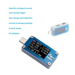 New YK003C USB Tester Voltmeter Ammeter TYPE-C Fast Charge Detection Trigger Capacity Measurement Ripple Measurement