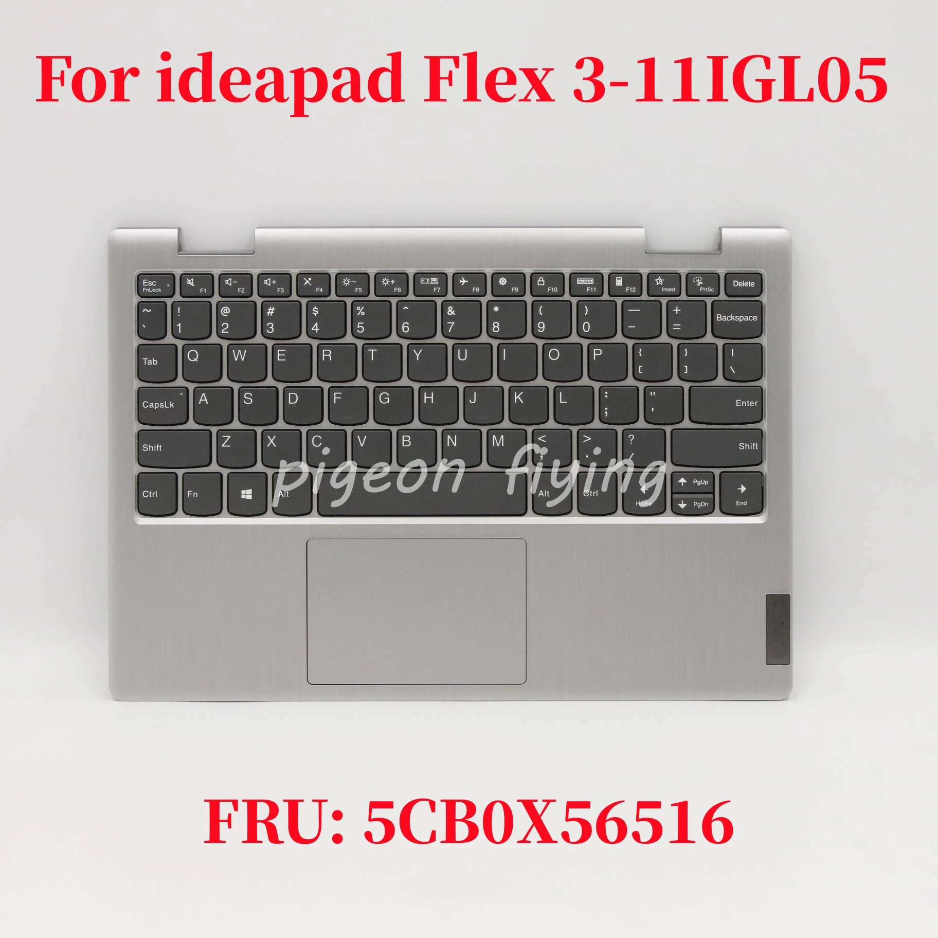 FRU: 5CB0X56516 For Lenovo IdeaPad Flex 3-11IGL05 Laptop Keyboard Iron Grey