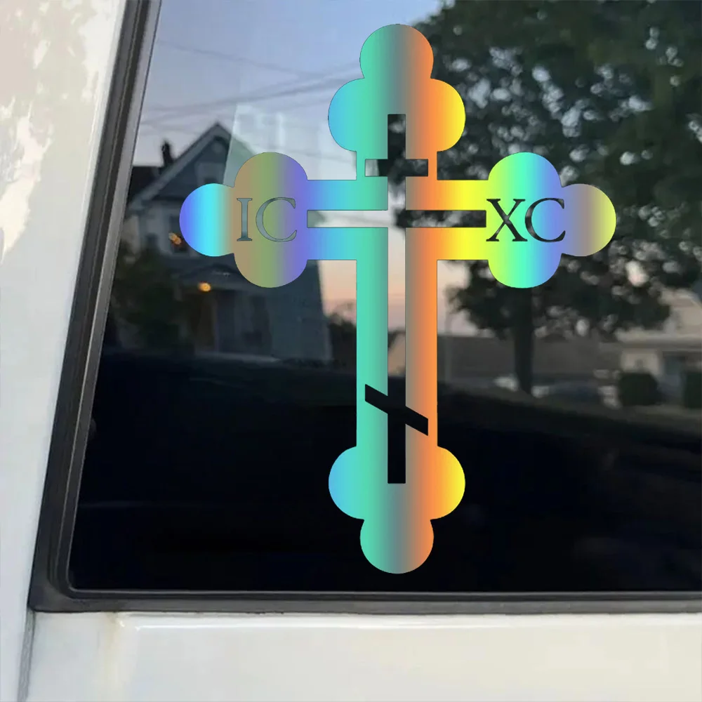 

Наклейка на авто крест с богом белая Waterproof Car Sticker Decal for Bumper, Window, Laptop, Truc