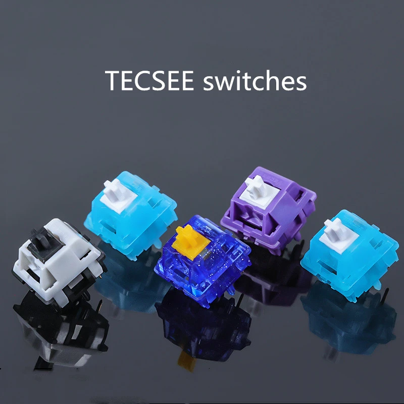 1 Pack TECSEE Sapphire Blue Sky Purple Panda Keyboard Switch 5 Pins Linear Tactile Switches Gold-plated Spring Factory Lubed