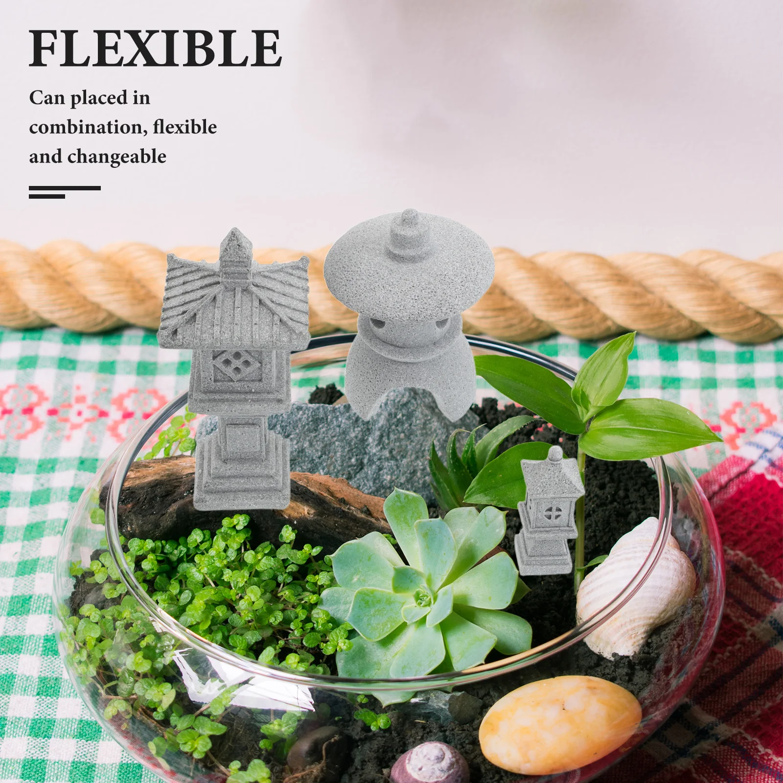 

3 Pcs Garden Lantern Decorations Mini Fish Tank Rock Craft Farmhouse Powder Gardening