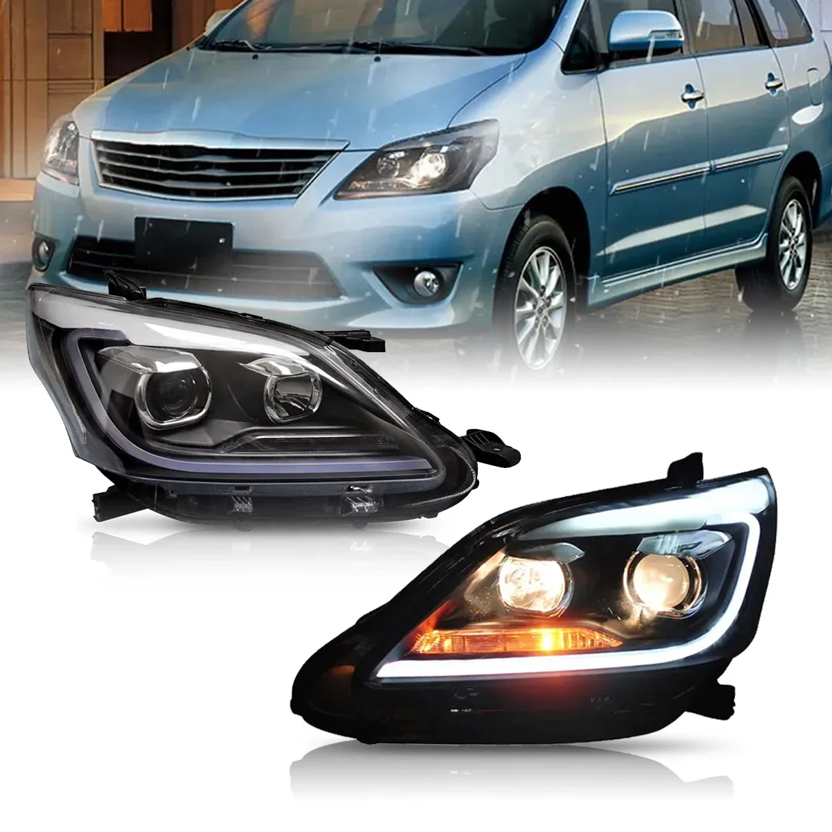 Car Parts Accessories LED Head Lamps For Toyota Innova 2012 2013 2014 2015 Headlights Assembly Sequential Turn Sigal - Image 2