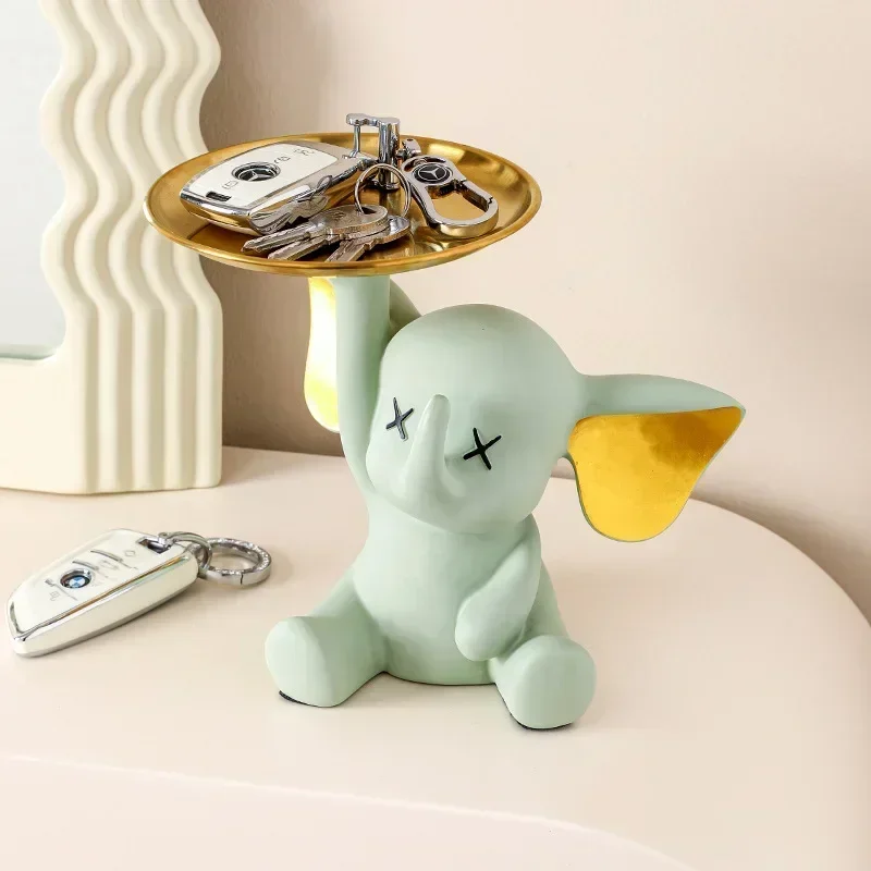 Elephant Figurines Key Storage Statue Ornament Nordic Shoe Cabinet Modern Minimalist Living Room Home Decoration Tray