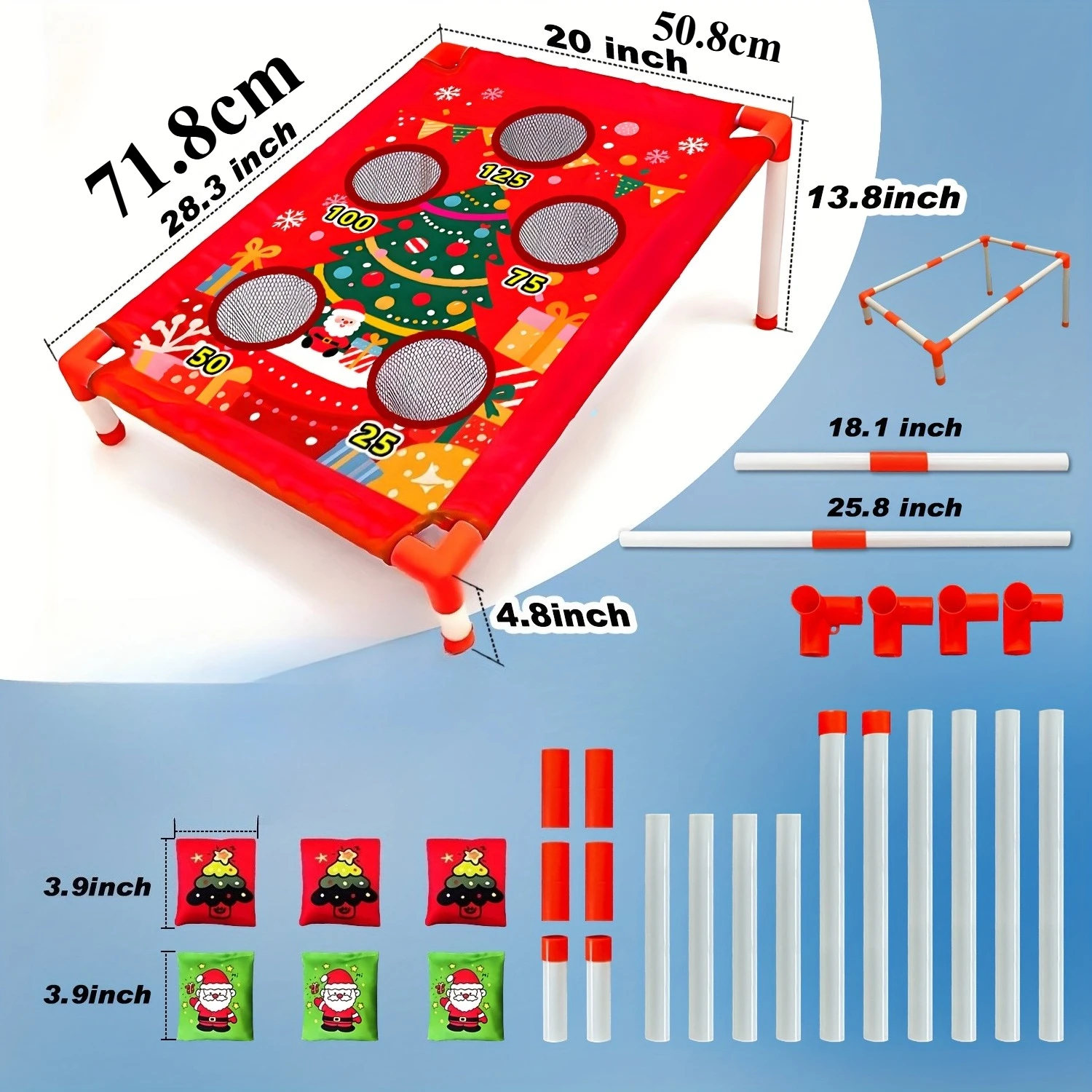 Christmas Bean Bags Toss Carnival Games Cornhole Outdoor Toys for Kids Backyard Game Sports Lawn Yard Games Xmas Birthday Gift