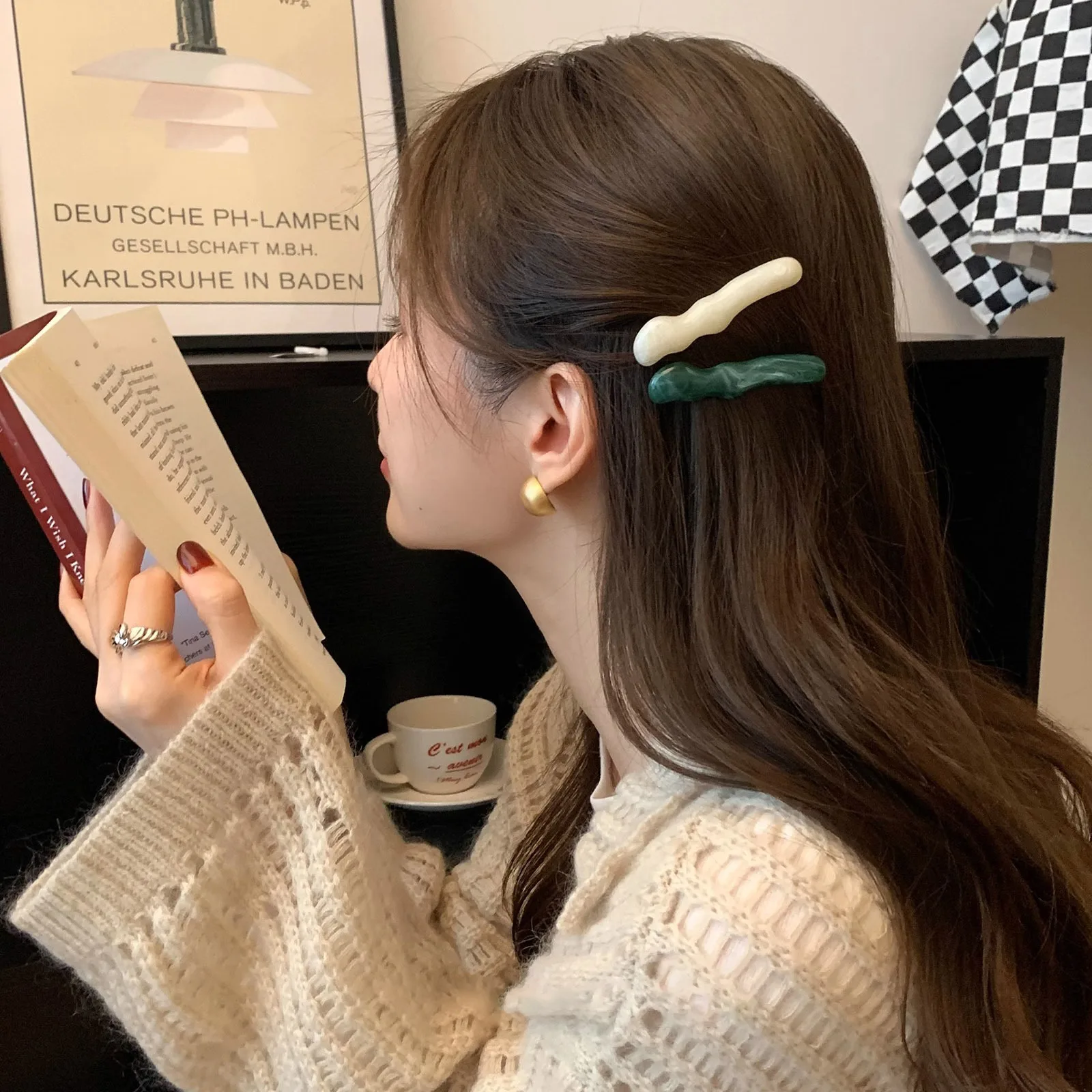 2-piece Set~Simple Irregular Acrylic Wave Hair Clip For Women, Retro Bangs, Side Straight Clip Hairpin Bobby Pin