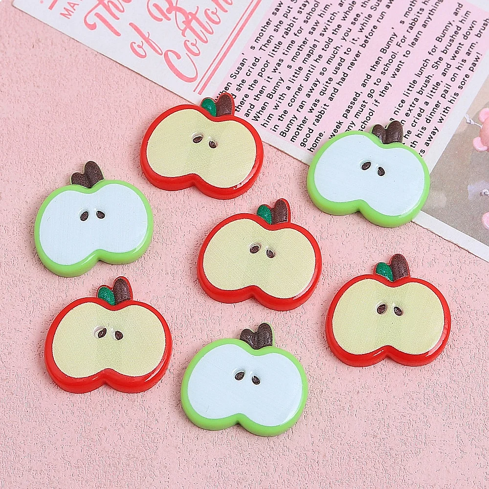 100pcs Kawaii Simulated Apple Resin Flatback Cabochon for DIY Phone Case Hairpin Keychain Earrings Decor