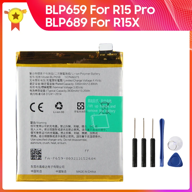 

Production in 2024 Phone Battery BLP659 BLP689 For OPPO R15 Pro R15X Replacement Battery High Quality Batteries With Tools