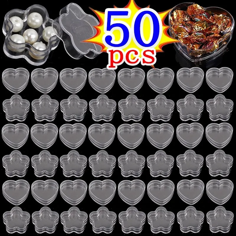 꽃 모양 미니 보관함, 투명 하트 모양 견고한 반지 귀걸이 케이스, 보석 진열 상자, 보석 포장 선물