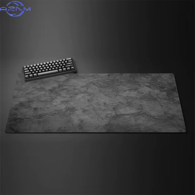 Dark Marble Vein XXL Gaming Mousepad, Subtle Stone Pattern Stitched Edge Non-slip Desktop Table Mat