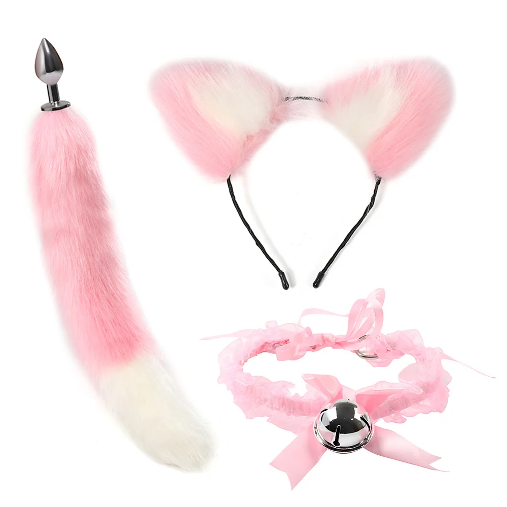 Cosplay Anal Sex Toys Fox Tail Butt Plug Role Play Hair Hoop Cat Choker Fetish Women Nipple Clamps Exotic Accessories For Couple