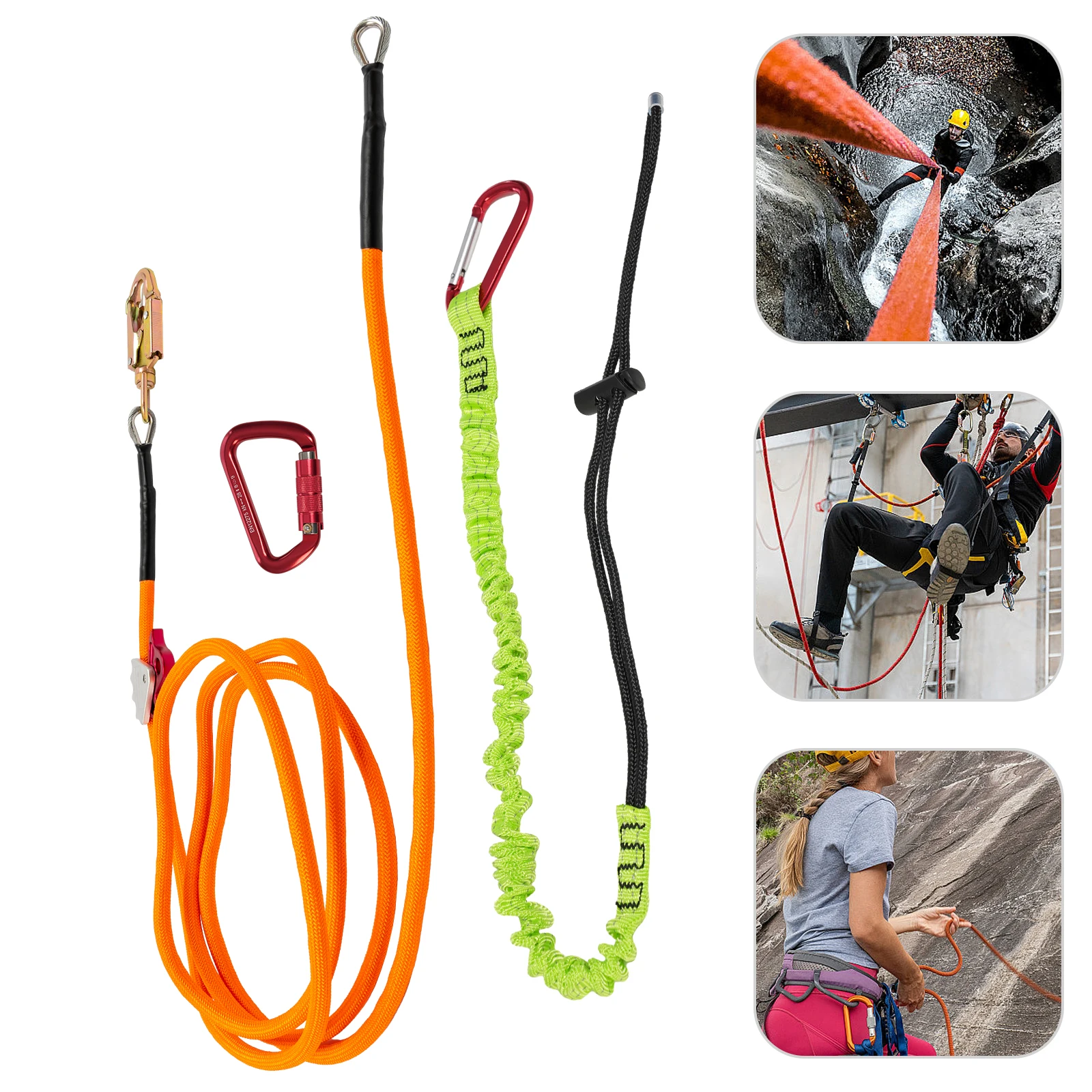 

14-футовая стальная откидная леска, тройной фиксирующийся карабин, ремешок для скалолазания по деревьям, полиэстеровая веревка 20 кН для работы на крыше, спасательный арбориста, линеман