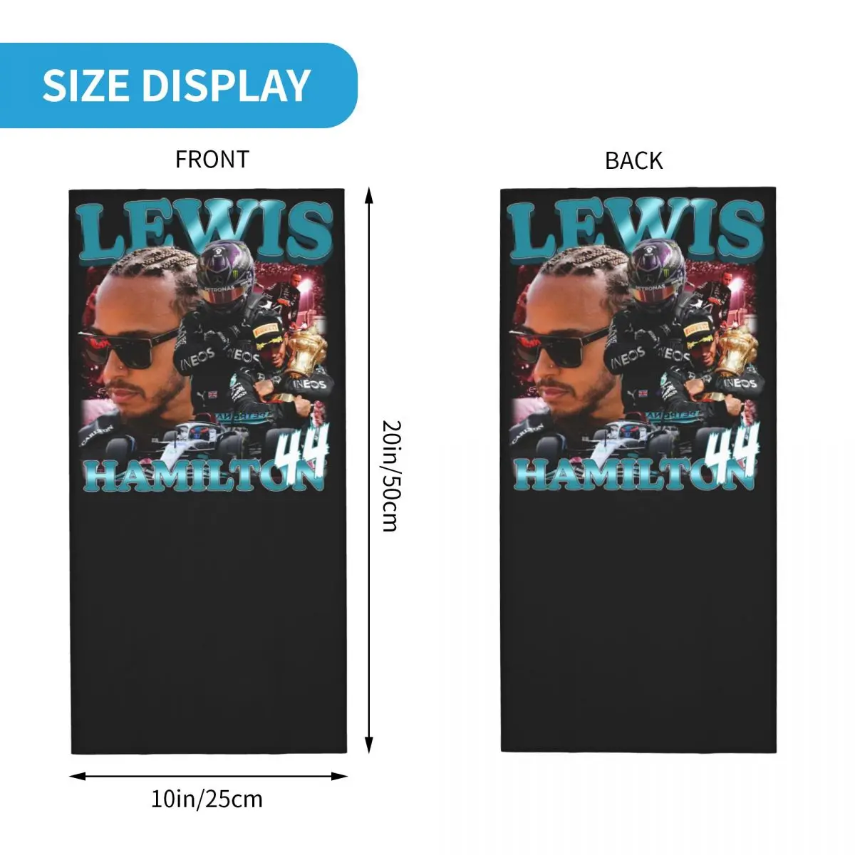 Lewis Hamilton 44 Wrap Scarf Merch Neck Gaiter F1 Racing Driver Bandana Warm Motor RidingBalaclavas for Men Women Windproof