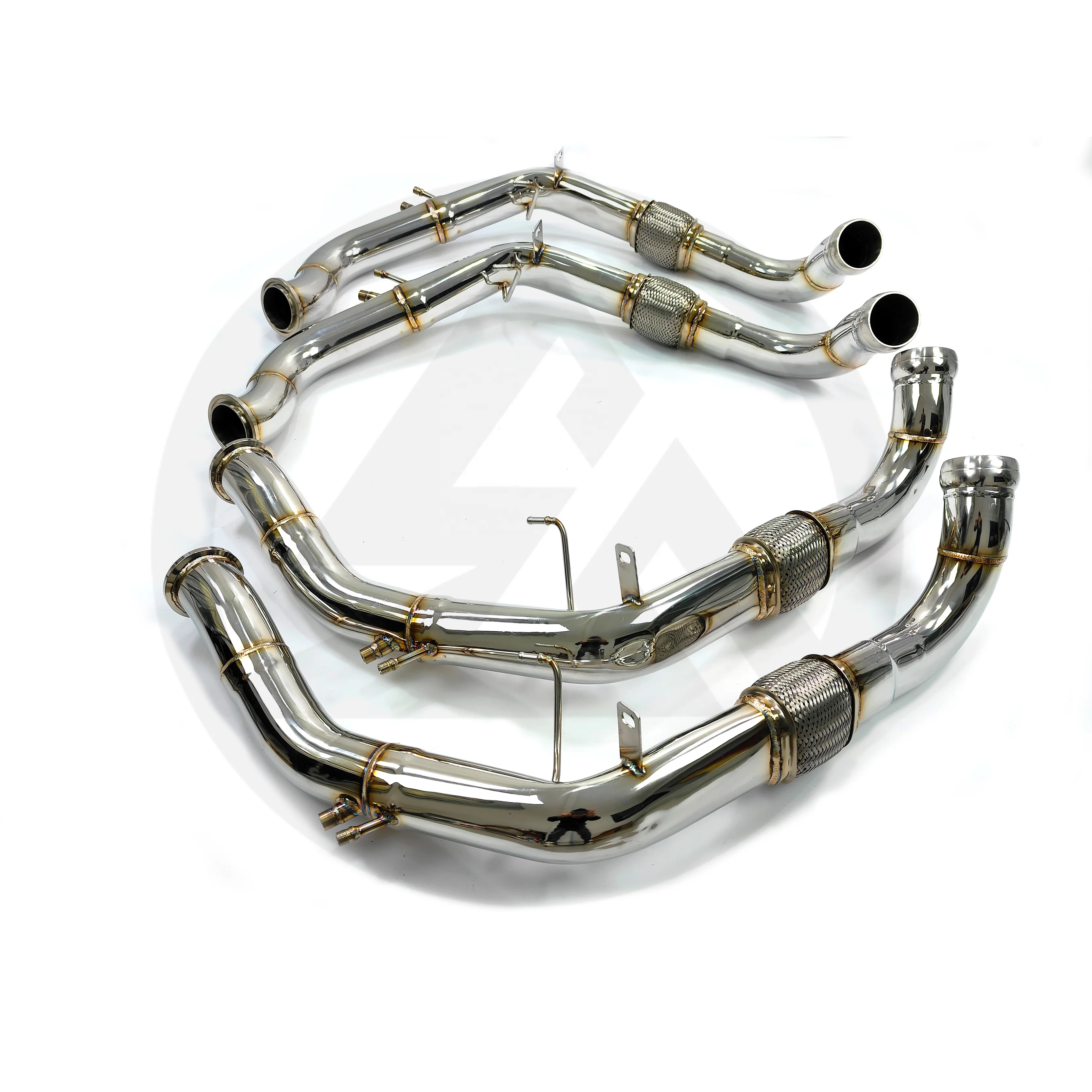 ضبط العادم الأمامي لبورشه باناميرا 971 2.9T 4.0T SS304 الأنابيب الأمامية المصقولة الأنابيب الثانوية المستقيمة