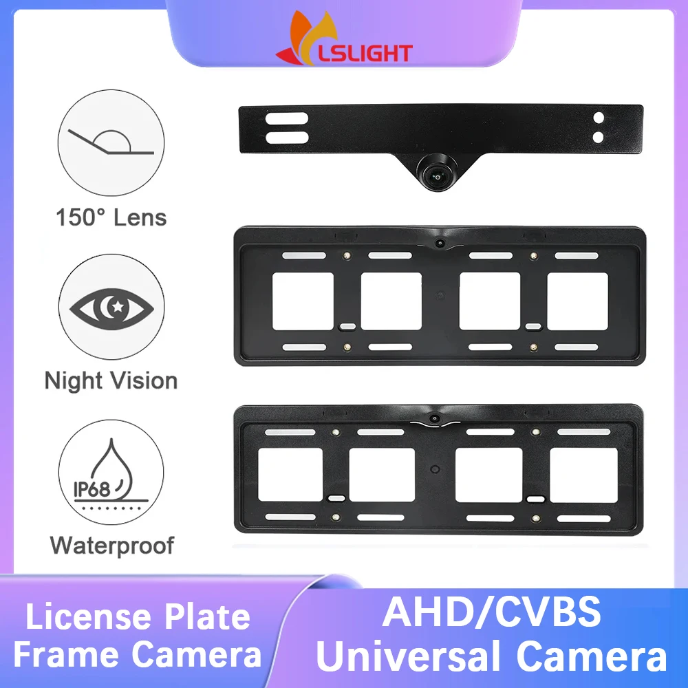 

Камера для номерного знака CVBS AHD 480P 720P 1080P 150 ° Универсальный автомобильный монитор с водонепроницаемой HD-камерой ночного видения типа «рыбий глаз»