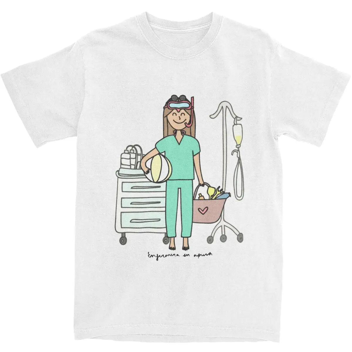 Casual Enfermera En Apuros Cartoon Nurse T-Shirts Men Women Cotton Fun Hospital Doctor Tees Shirt Birthday Present Clothes