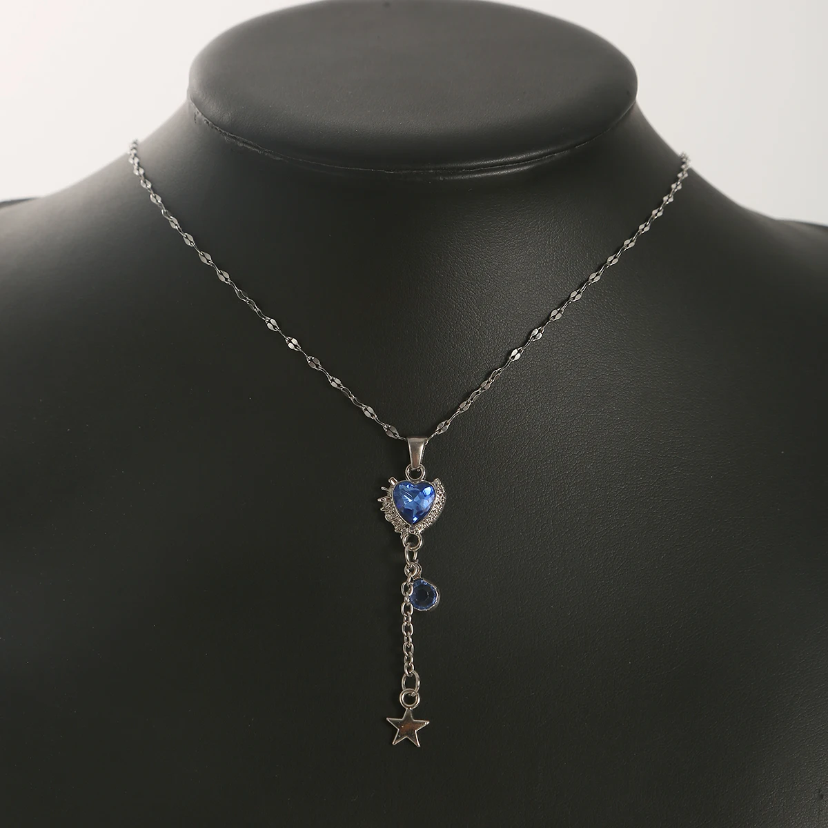 SOVOB رائعة الحب على شكل قلب الزركون ستار شرابة قلادة القلائد للنساء سترة من الفولاذ المقاوم للصدأ سلسلة عنق مجوهرات الحفلات #4