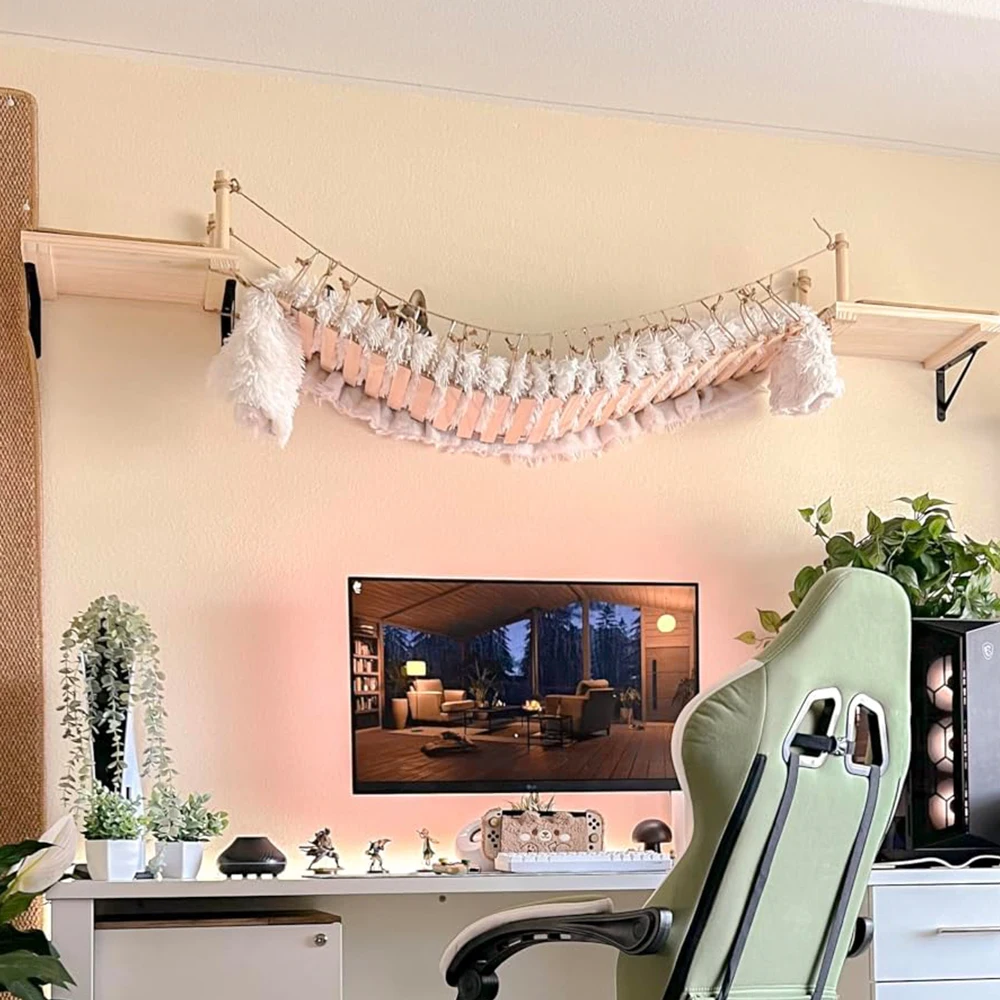 100CM Cat Suspension Bridge Can Be Multi-cat Activities, Play And Sleep Sisal Ladder Pets Can Climb Freely Indoor Cat Furniture