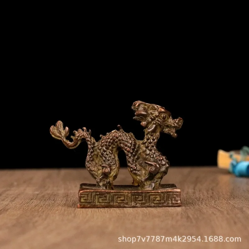 Brass alloy craftwork dragon seal home study decoration ornament