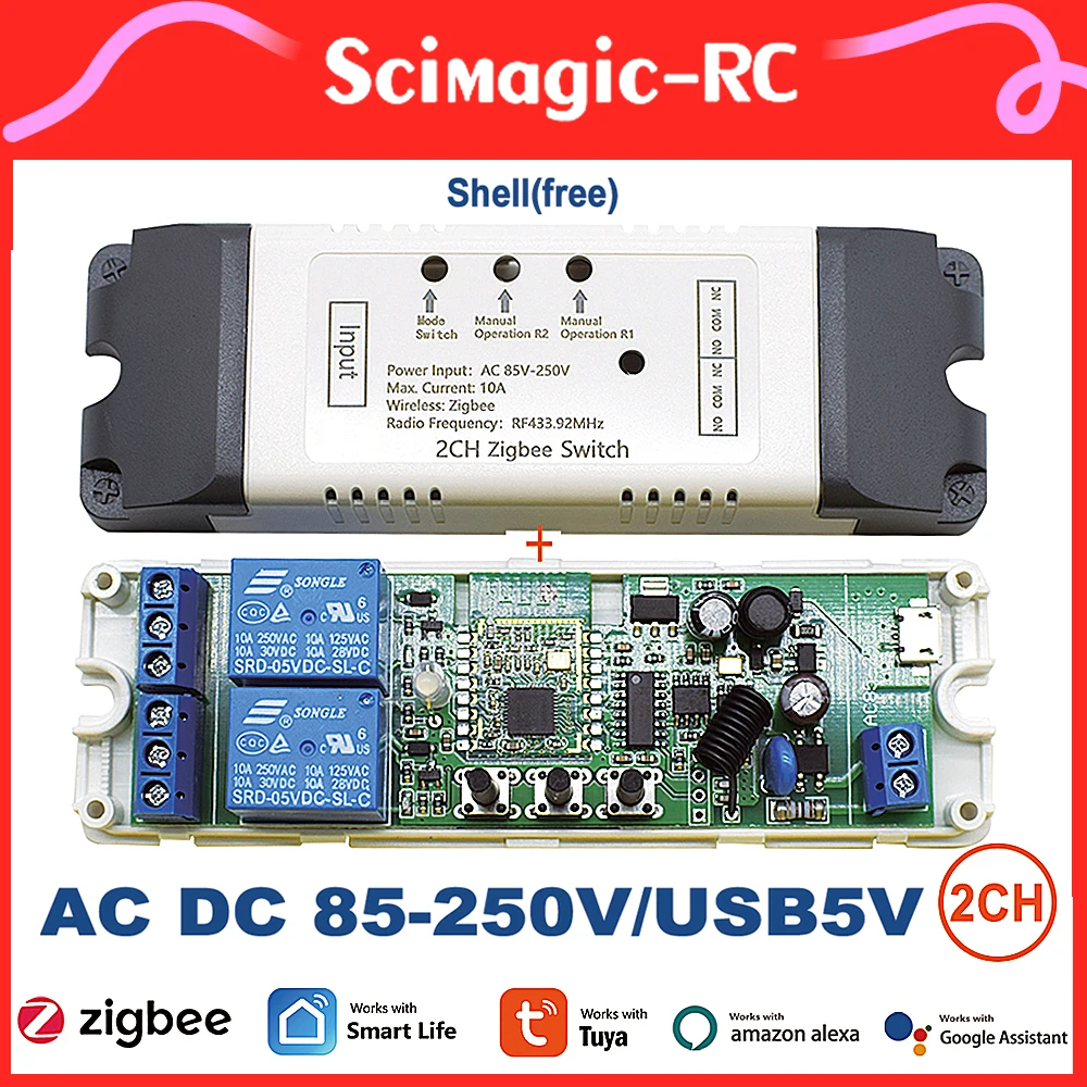 

Scimagic-RC. 1/2/4 путь. Zigbee 3.0 Tuya WiFi Smart Light Switch Модуль управления автоматизацией сцены. Работа с Alexa, Google Home