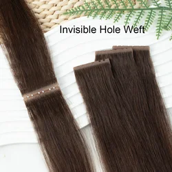 Brown Invisible Twin Tabs Hair Weft Human Hair Extensions Straight Inject PU Hole Weft Microlinks XO Weft Blonde 10pcs/Pack