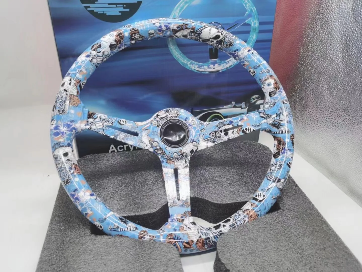 New cartoon pattern printing Steering wheel 14inch 350mm racing Steering wheel acrylic ordinary racing steering wheel