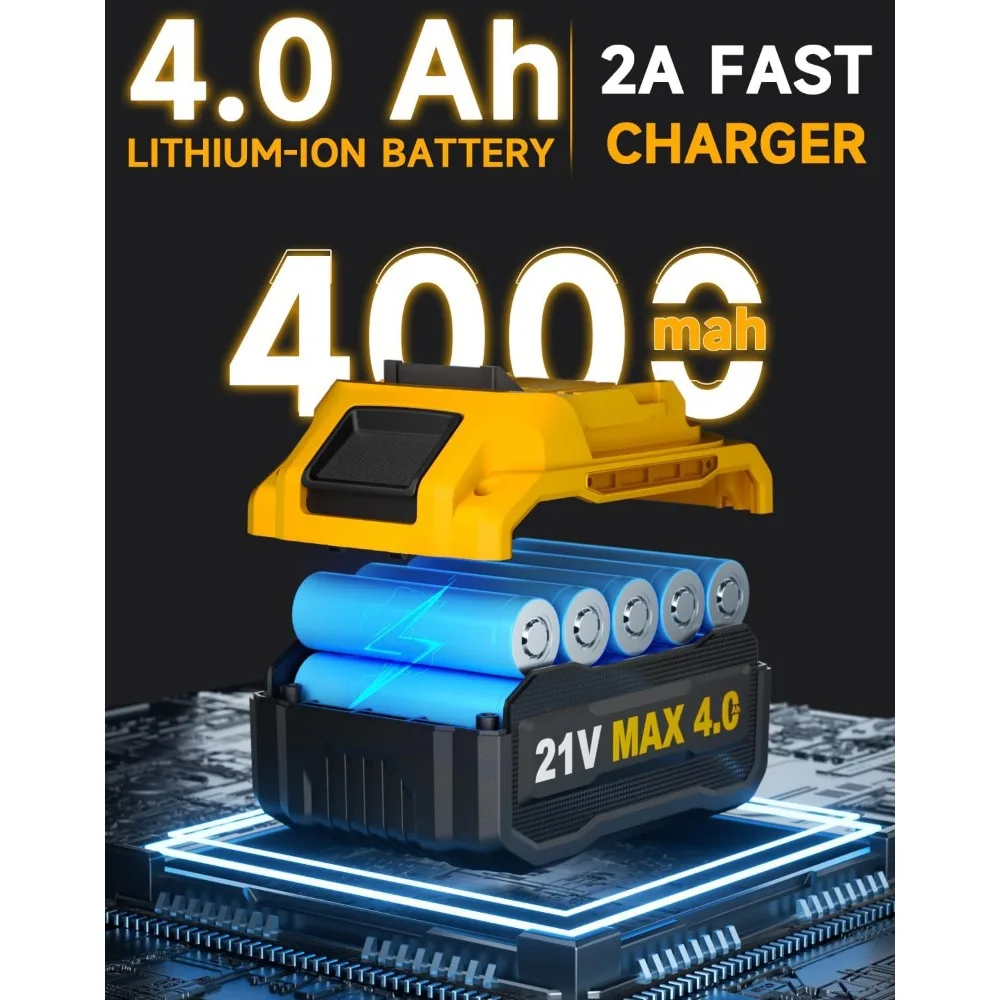 Cordless Impact Wrench 405 Ft-Lbs Torque, 1/2 Inch, 4.0 Ah Battery, 3300 RPM Brushless Power Tool for Heavy-Duty Applications #4