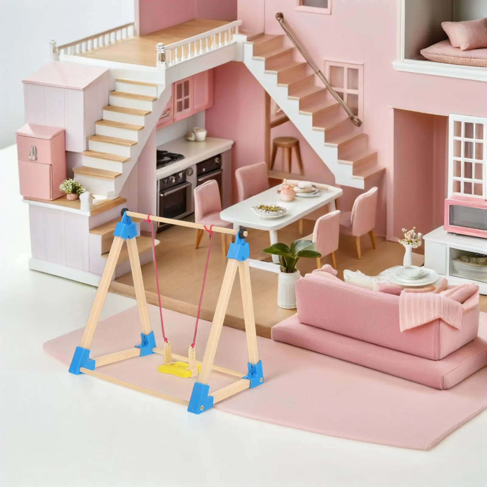 2Pcs Miniature Dollhouse Swing Set Mini DIY Playground Micro Landscape Decoration Miniature Garden Accessories