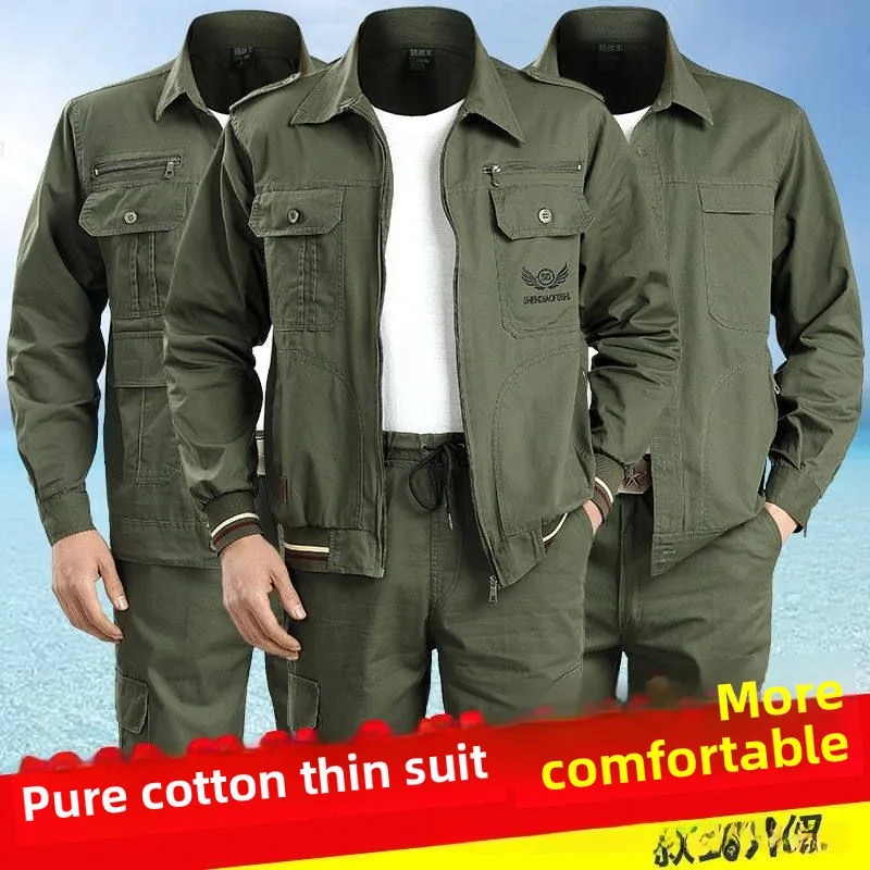 summer-work-orm-set-men's-thin-long-sve-labor-protection-clothing-pure-cotton-wear-resistant-heat-resistant-w-o