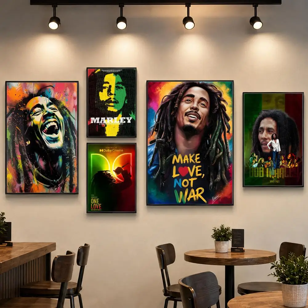 Reggae Singer Bob Marley Poster PP Paper Wall Art for Living Rooms Bars Cafes Stylish Home Decor Gift