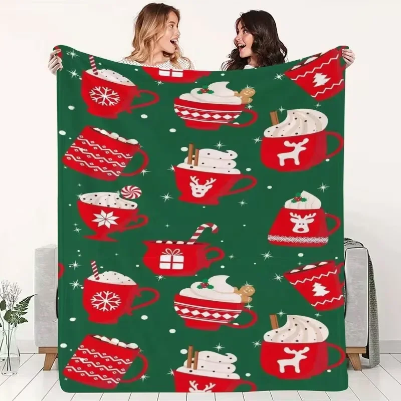 Christmas Holiday Throw Blanket Soft Flannel Santa Xmas Tree Snowman Print Warm Blanket for Bedroom Sofa Travel Christmas Decora