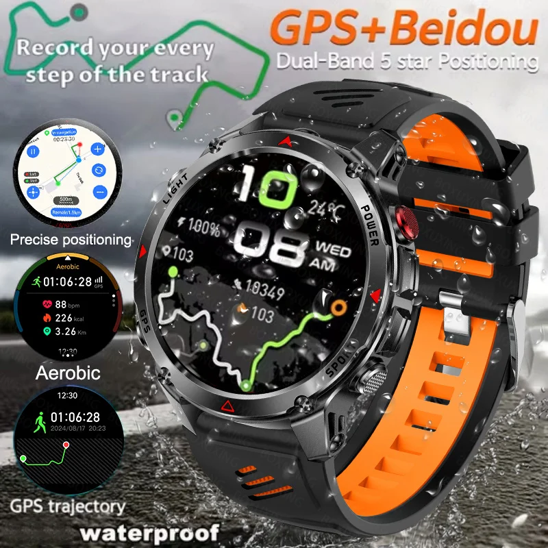 T-Rex 3 Pro Military Grade AGPS Smart Watch 3ATM Waterproof Dual-band GNSS Compass Altimeter AMOLED Swim Sports Smart Watch Men