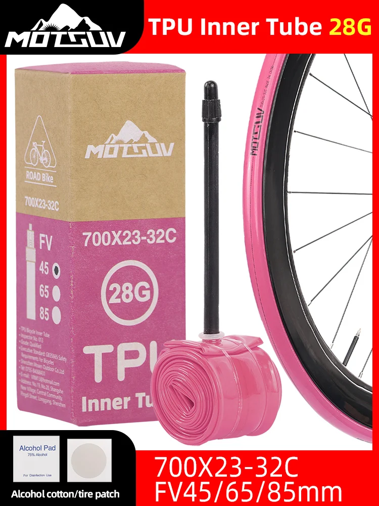 AliExpress MOTSUV TPU Inner Tube 2Pcs 28g Ultralight Bike 700X18 25 28 32 Road Bicycle TPU Material Tire 65mm Length French Valve