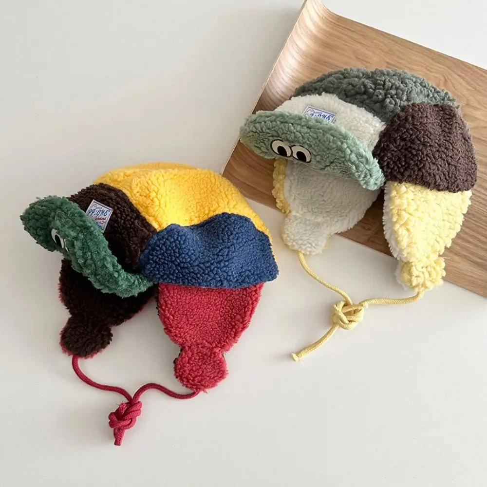 귀여운 양털 따뜻한 레이펑 모자 한국 스타일 겨울 따뜻한 플립 커프 플립 캡 두꺼운 부드러운 어린이 플랩 캡 스케이팅용