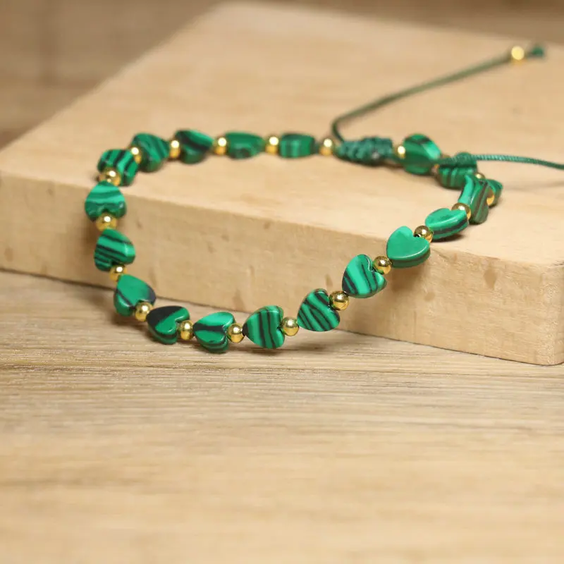 1 PC Dainty Women and men Natural Jasper Beaded Bracelet Gemstone Healing Crystal Heart Sea Sediment Bracelet for Gift Occasions