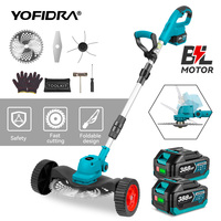 YOFIDRA Brushless 9 Inch Electric Lawn Mower 36000RPM Cordless Grass Trimmer Length Adjustable Garden Tool For 21V 18V Batter